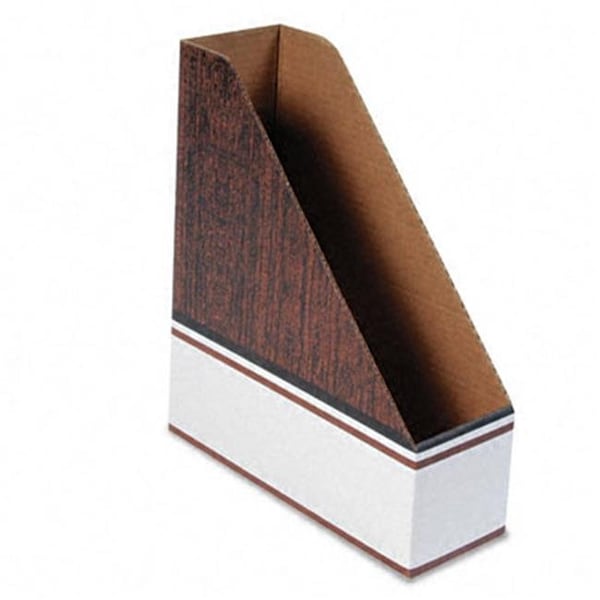 Bankers Box 07224 Corrugated Cardboard Magazine File- 4 x 11 x 12 3/4- Wood Grain- 12/Carton 7224 - main